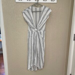 Promesa White and Gray Women's Dress M cotton/rayon